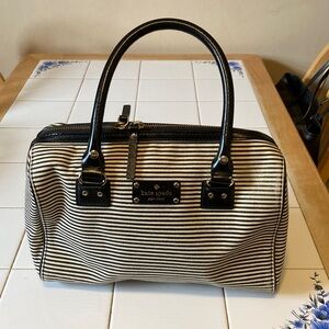 Kate Spade Black and Cream Striped Satchel
